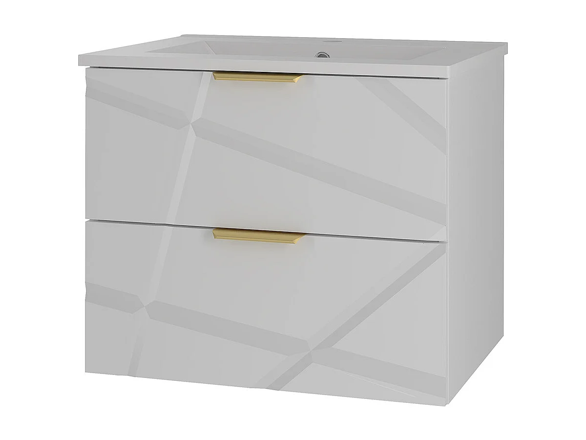 Meuble simple vasque encastrée 60cm Aurora Blanc