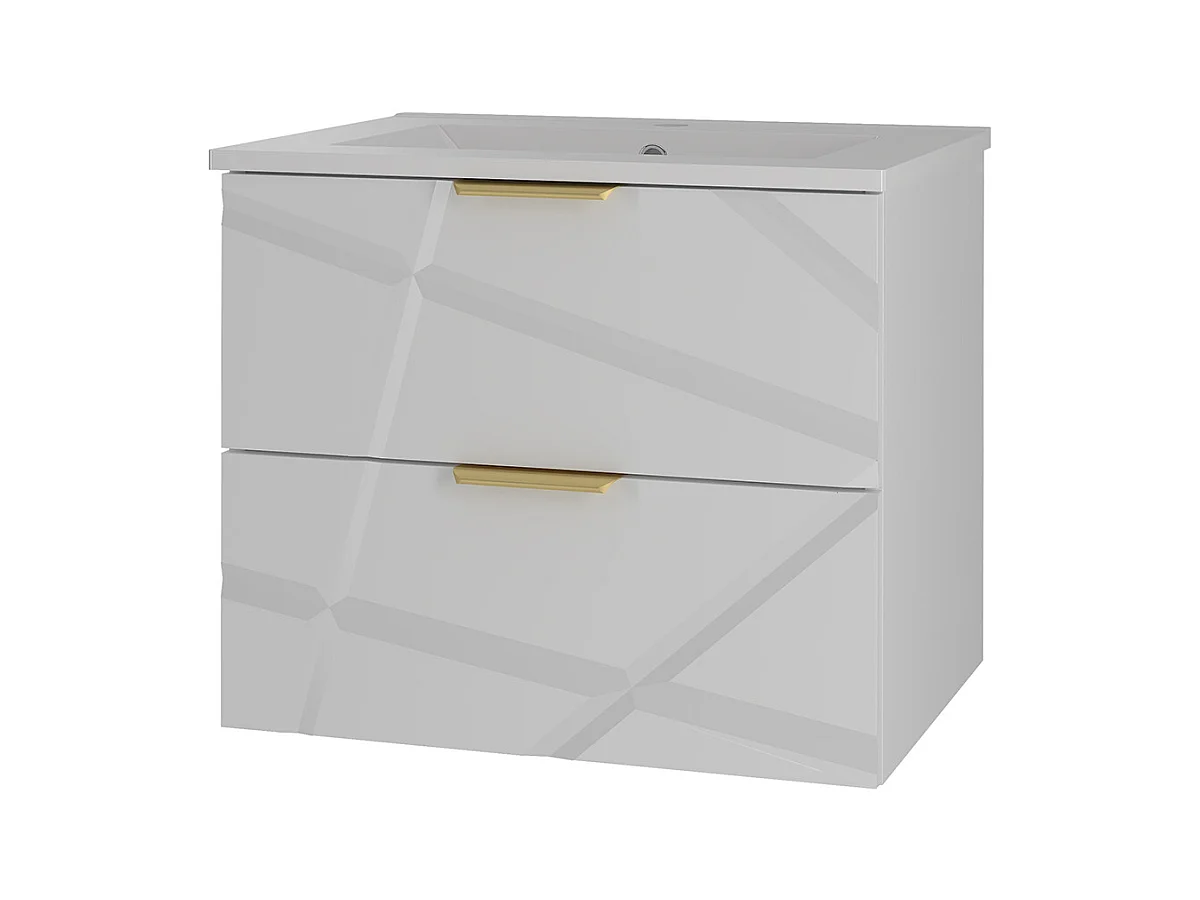 Meuble simple vasque encastrée 60cm Aurora Blanc