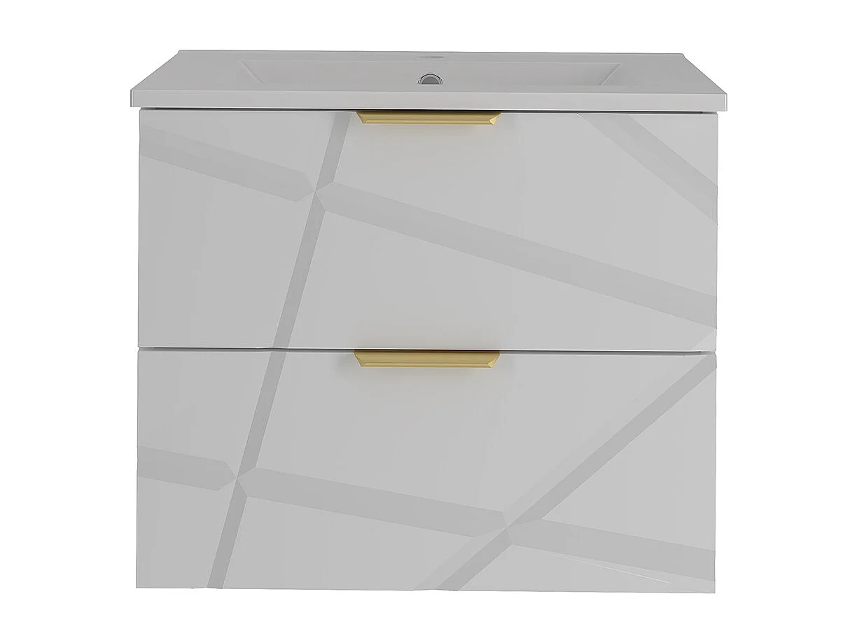 Meuble simple vasque encastrée 60cm Aurora Blanc