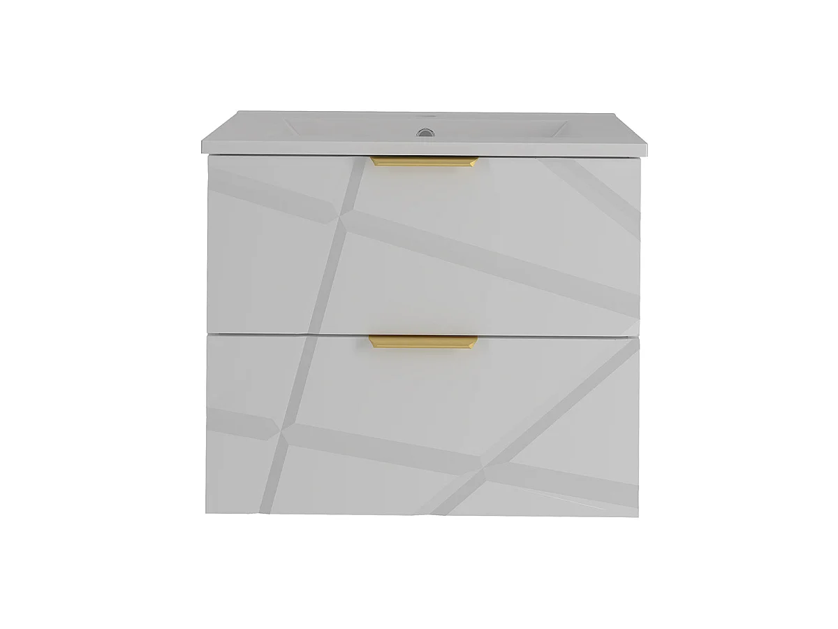 Meuble simple vasque encastrée 60cm Aurora Blanc