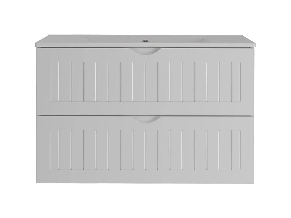 Meuble simple vasque encastrée 80cm Soline Blanc