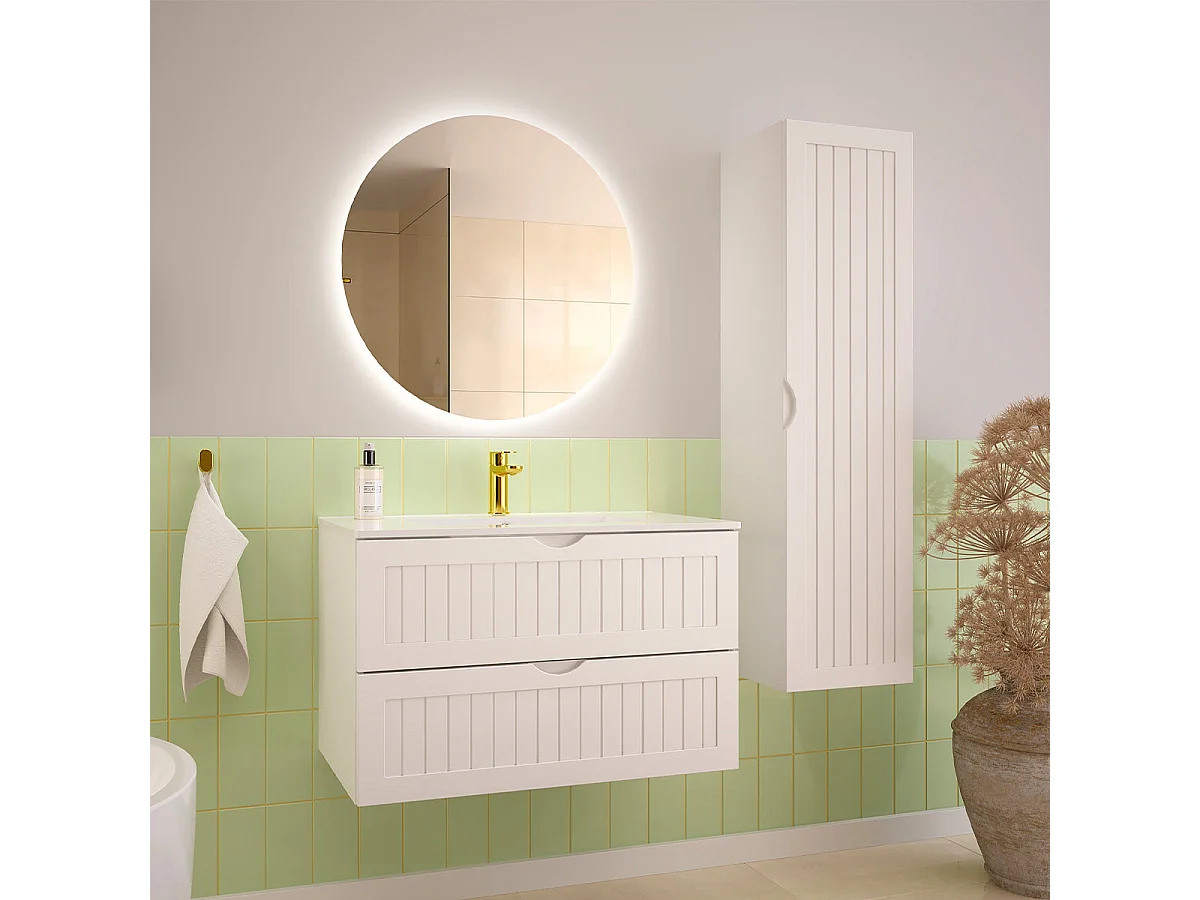 Soline White 80cm single vanity unit with undermount basin