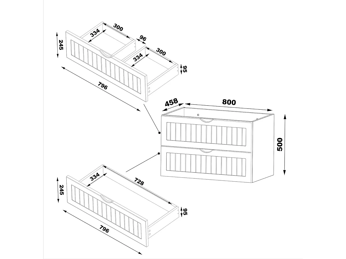 Soline White 80cm single vanity unit with undermount basin