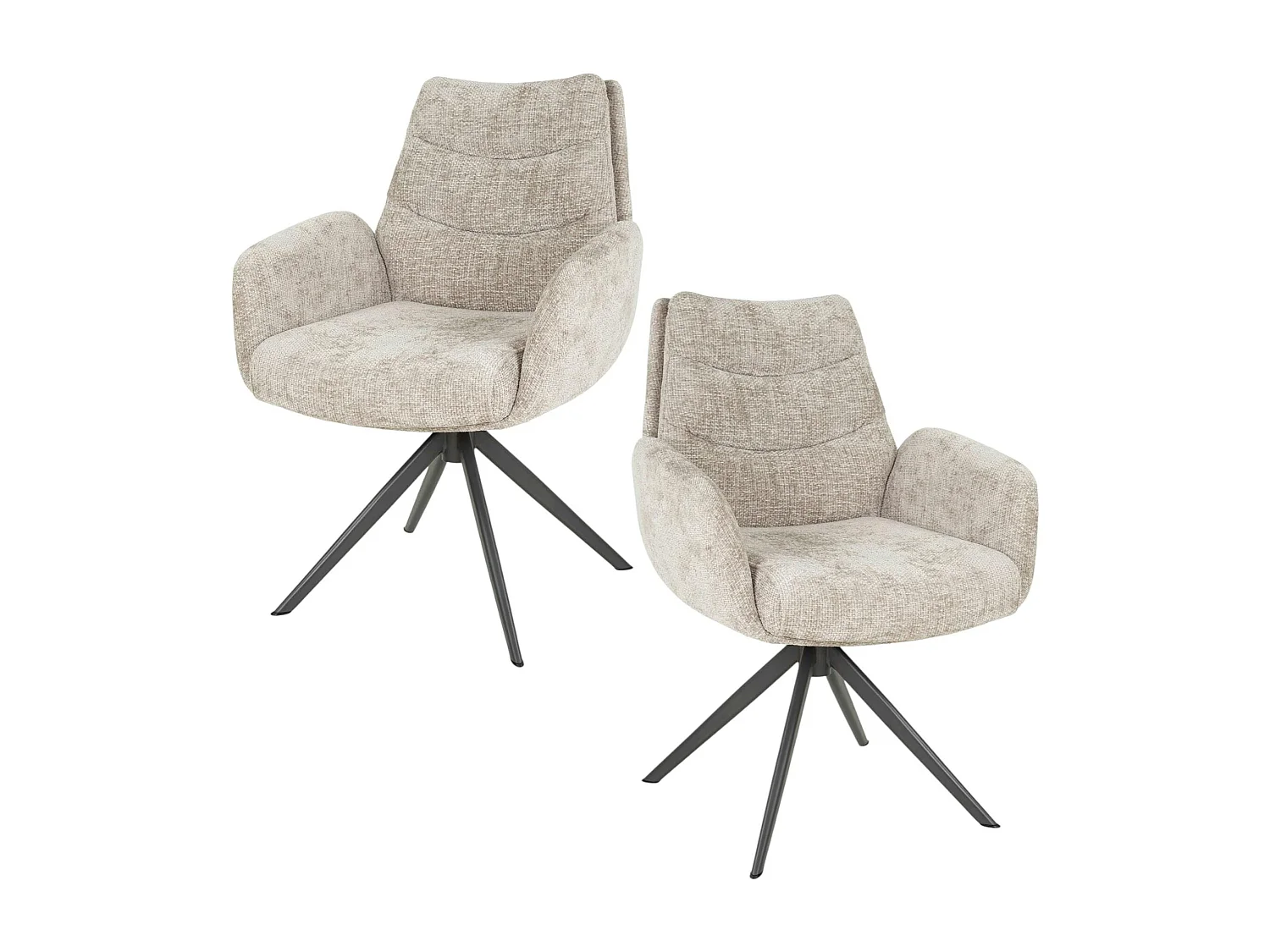 Fauteuil de table pivotant en velours beige (lot de 2) TAJ