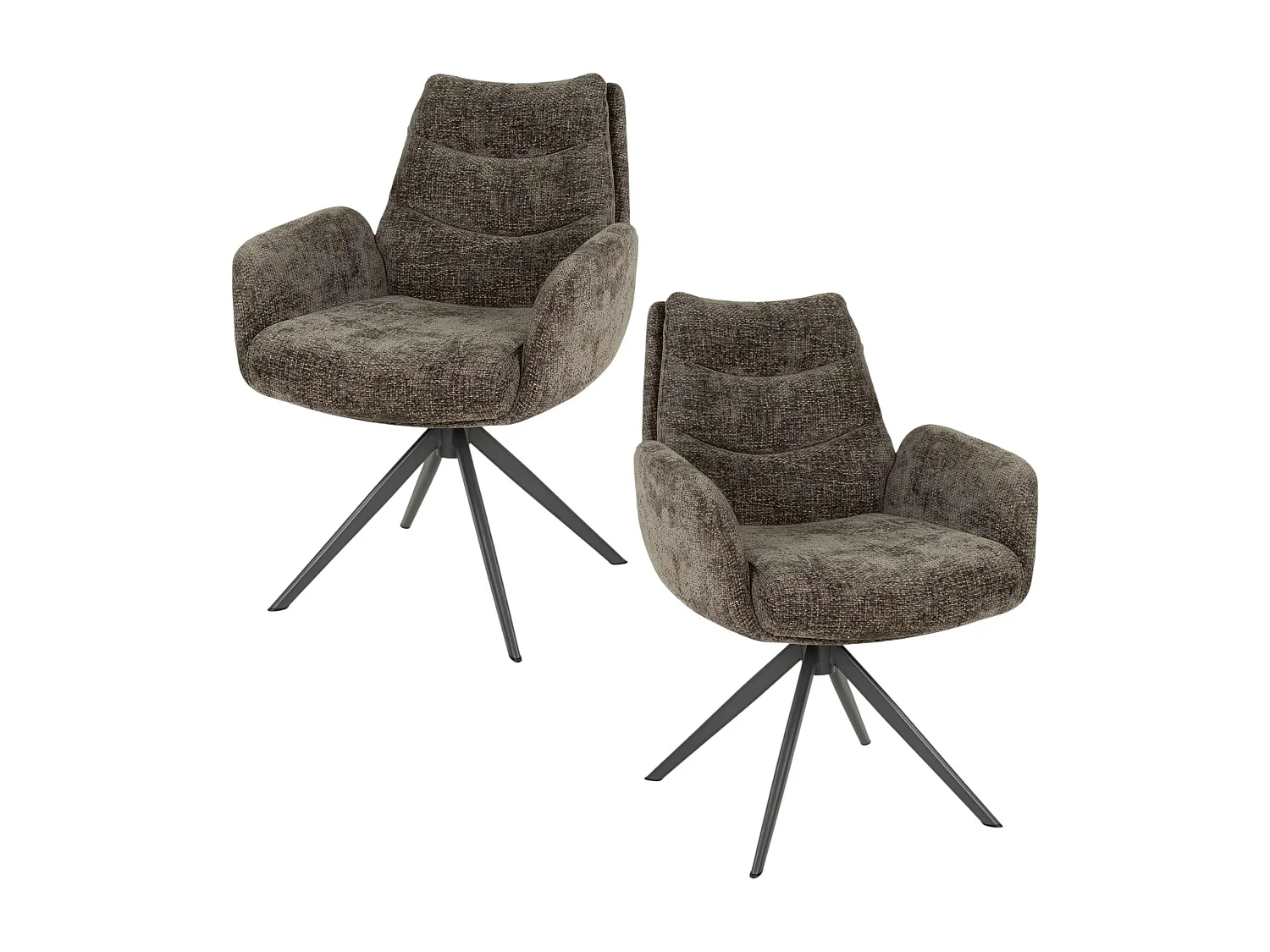 Fauteuil de table pivotant en velours taupe (lot de 2) TAJ
