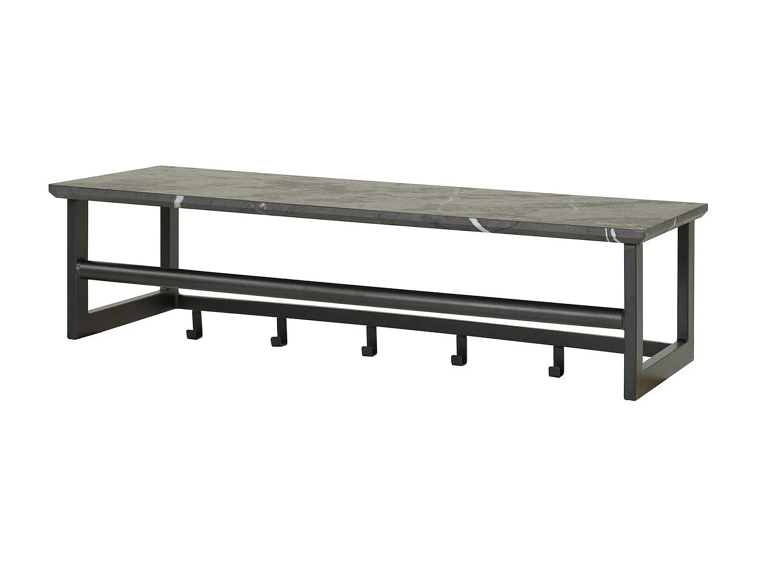 Portemanteau mural moderne 1 étagère effet céramique et 6 crochets RALF