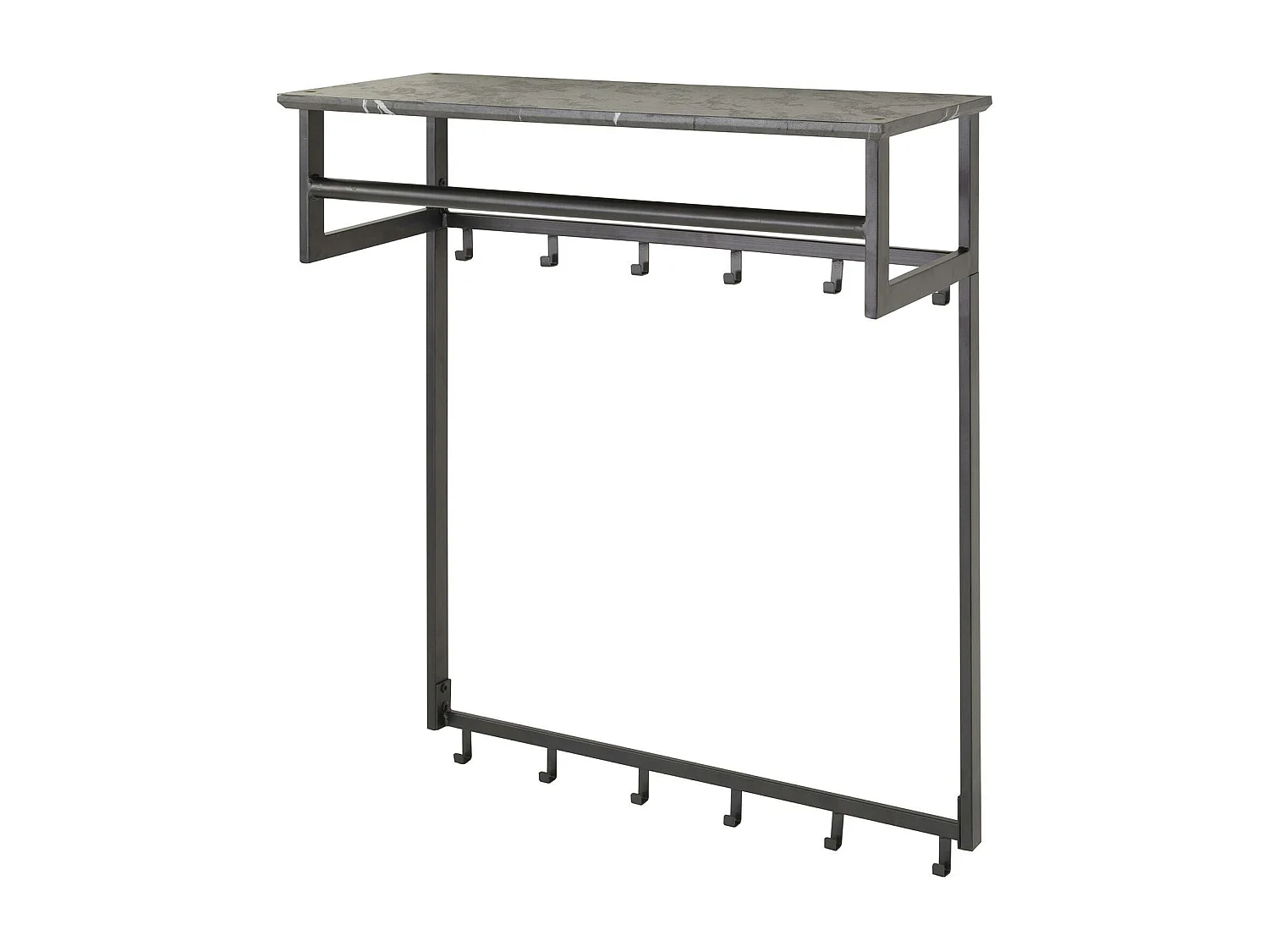 Portemanteau mural moderne 1 étagère effet céramique et 12 crochets RALF