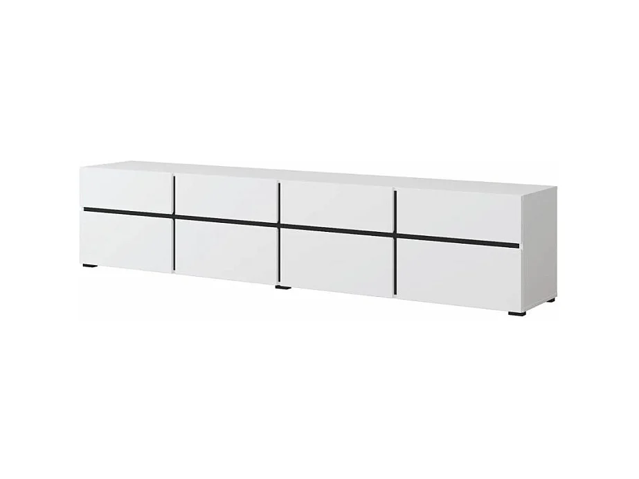 Meuble TV 4 portes 225 cm Lilia Blanc