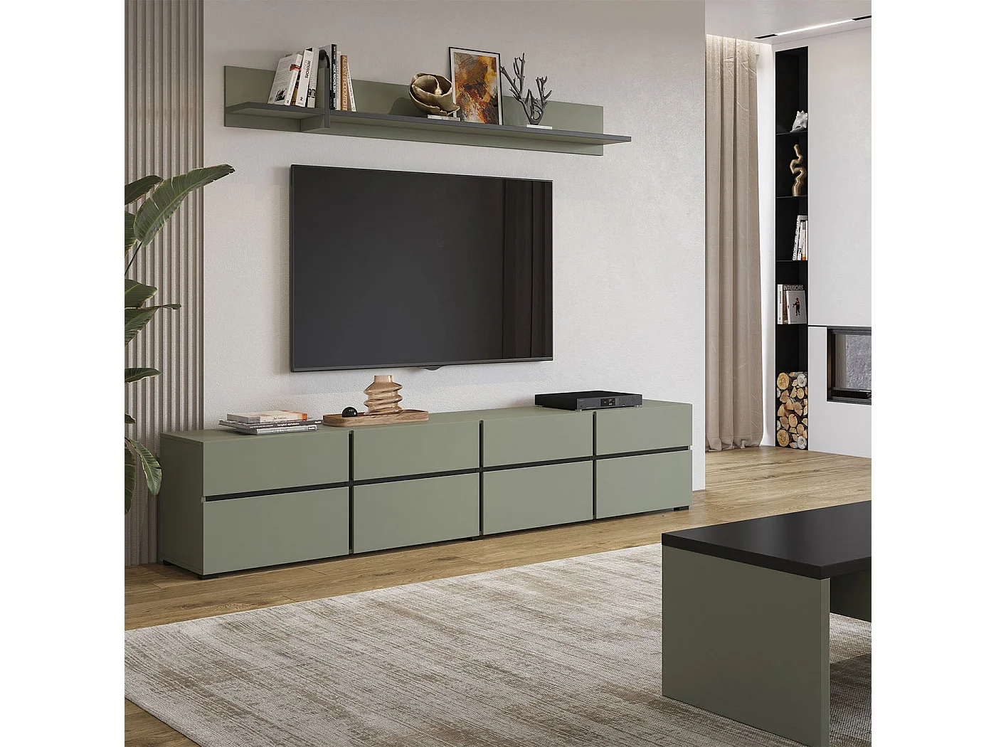 Mobile TV 4 ante Lilia verde 225cm