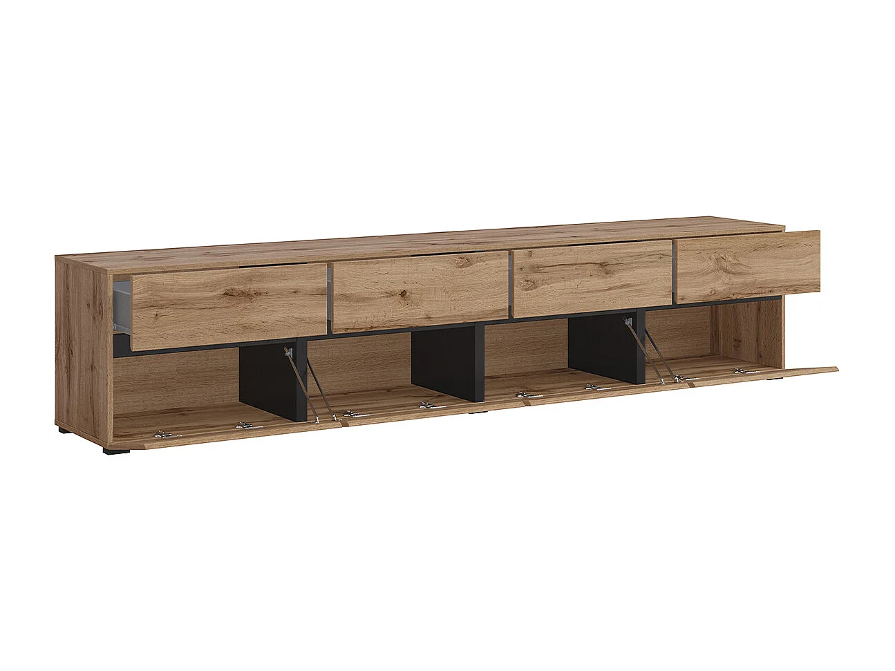 4-deurs TV-meubel 225 cm Lilia Wood