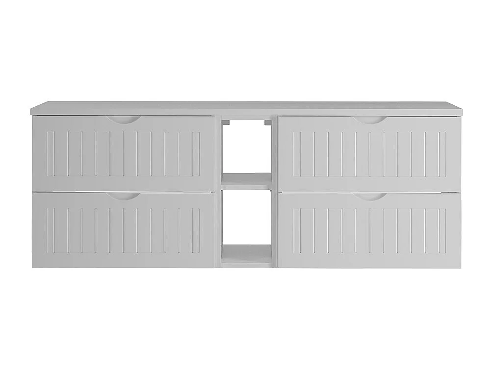 Meuble sous-vasque 140cm 2 niches plan de toilette Soline Blanc