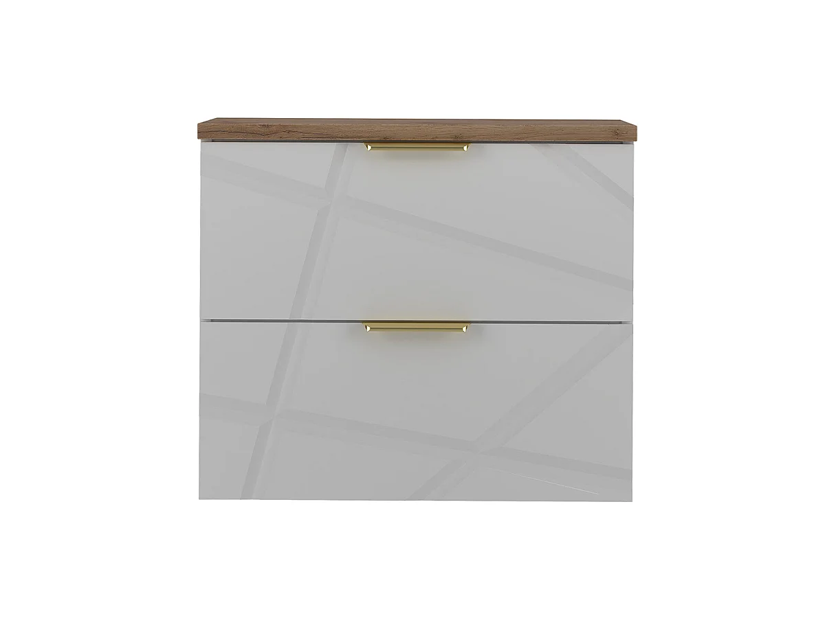 Waschbeckenunterschrank 60cm Waschtisch Aurora Weiß und Holz