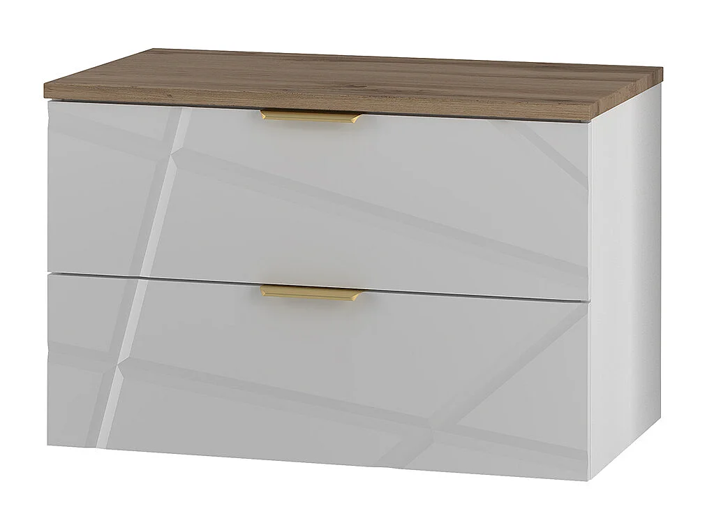 Waschbeckenunterschrank 80cm Waschtisch Aurora Weiß und Holz