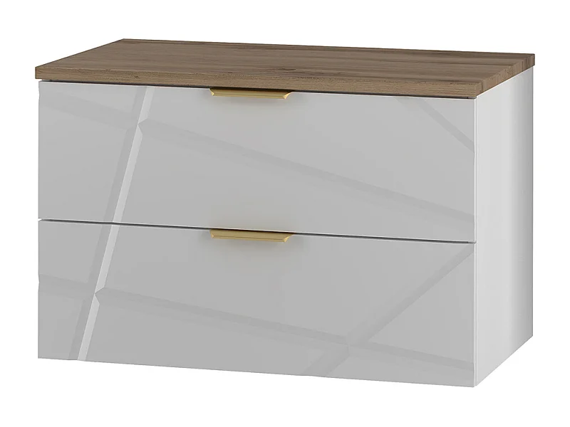 Meuble sous-vasque 80cm plan de toilette Aurora Blanc et Bois