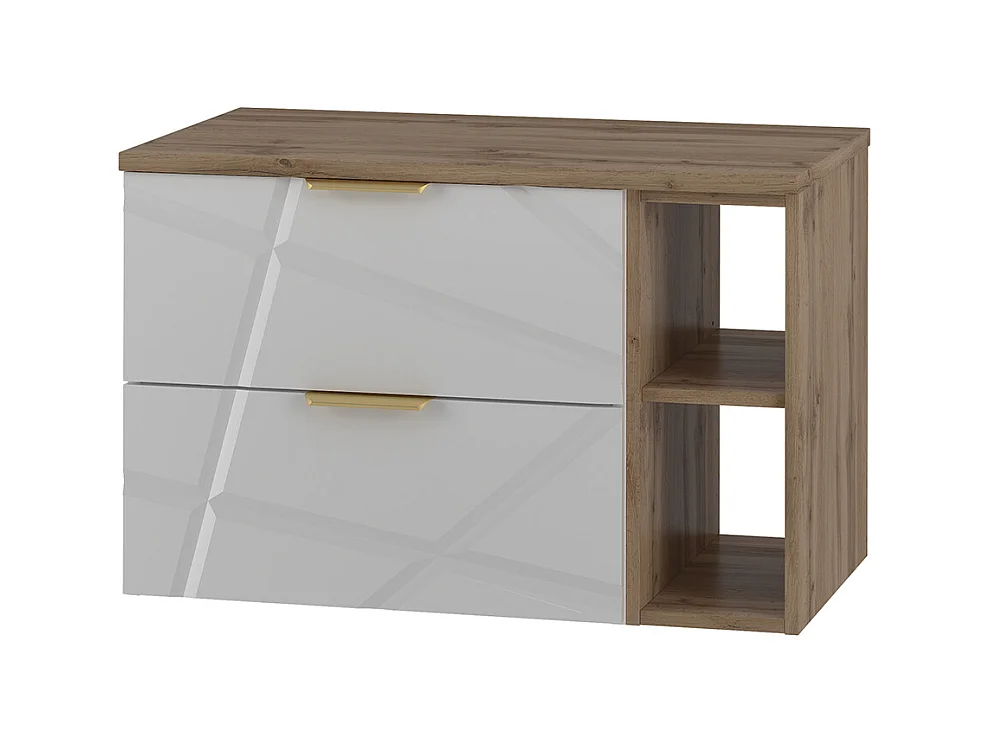Meuble sous-vasque 80cm 2 niches plan de toilette Aurora Blanc et Bois