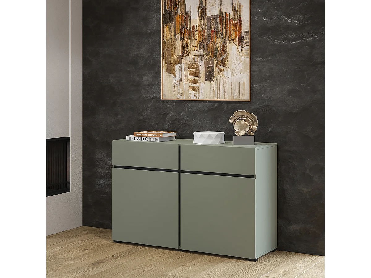 Aparador 2 portas 2 gavetas Lilia verde 78cm