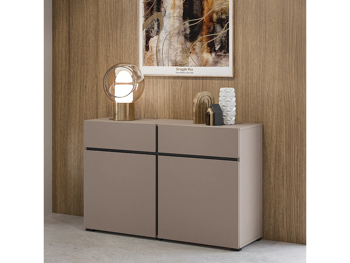 Buffet 2 portes 2 tiroirs Lilia Taupe