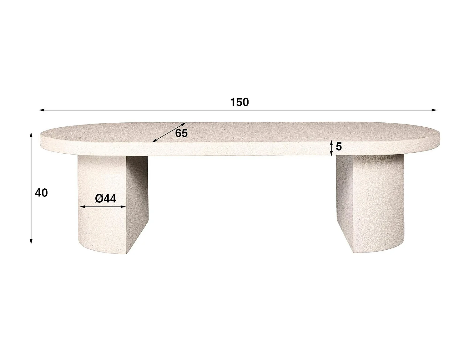 Table basse blanche ovale en marbre composite TAJ
