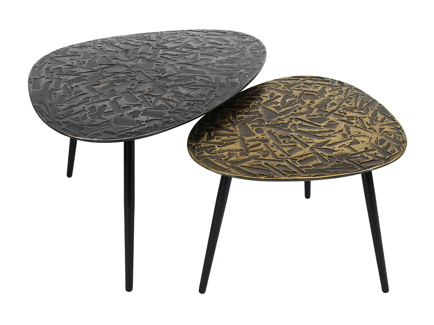 Table basse gigogne finition argent et or (lot de 2) RALF