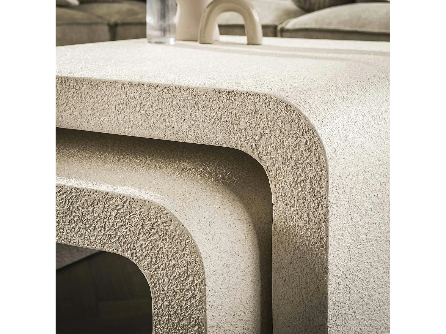 Table gigogne blanche en marbre composite (lot de 2) TAJ