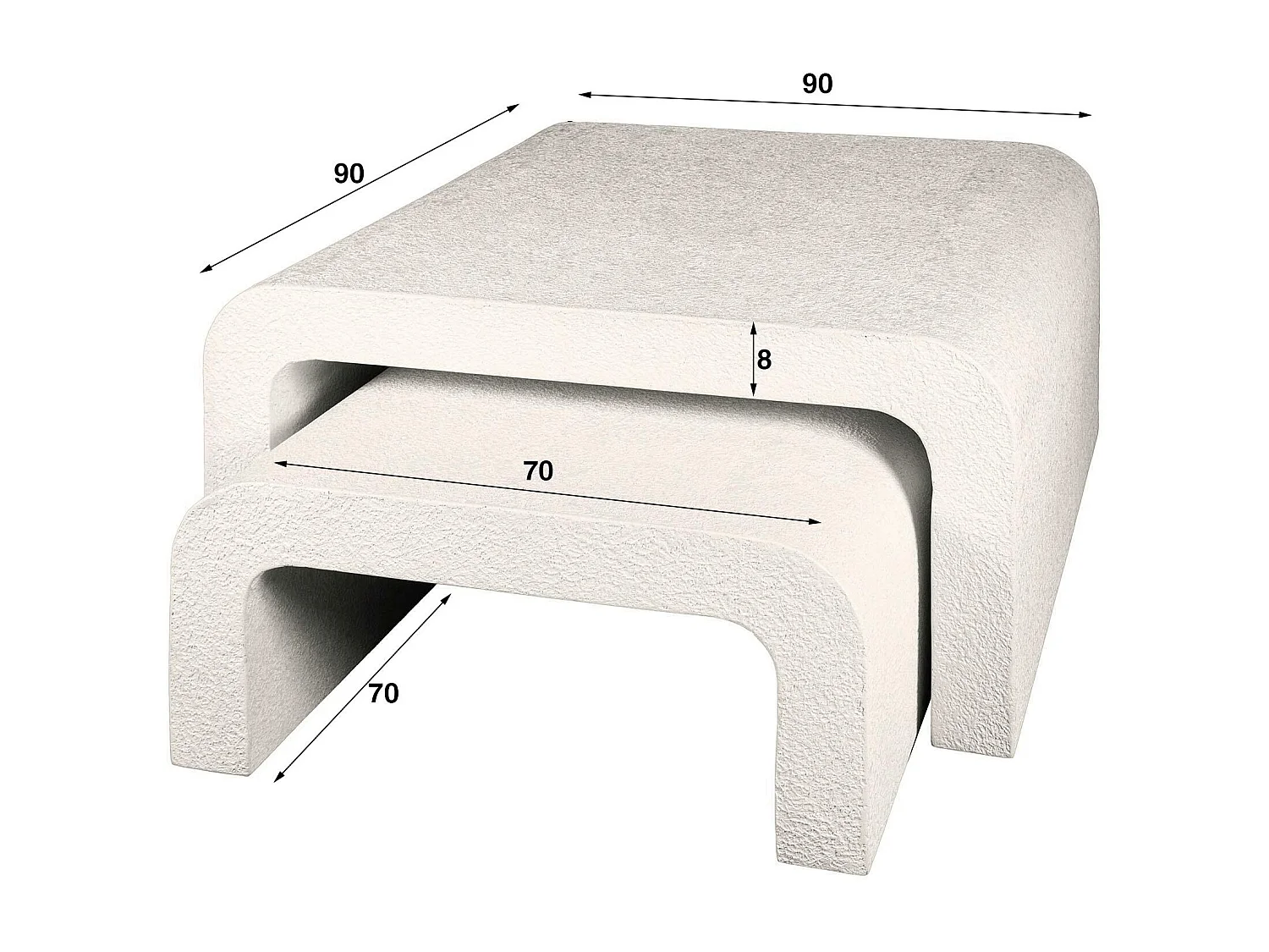 Table gigogne blanche en marbre composite (lot de 2) TAJ