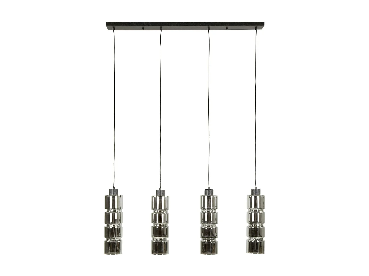 Suspension design en verre chromé 4 abat-jour cylindriques RALF