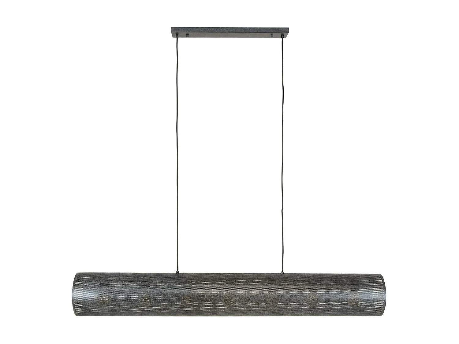 Suspension tube en métal noir perforé 7 lampes RALF