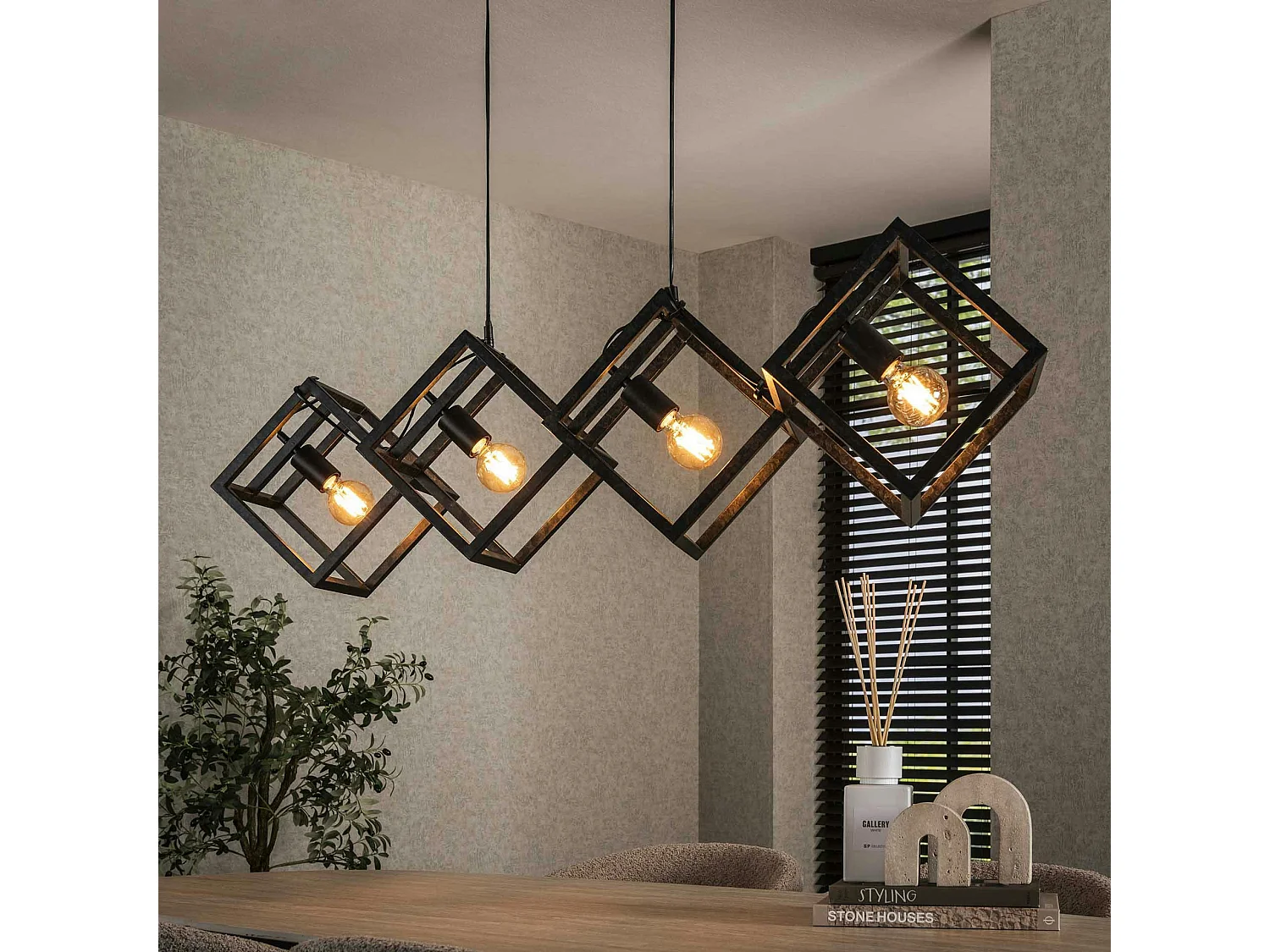 Suspension design 4 cubes en métal RALF