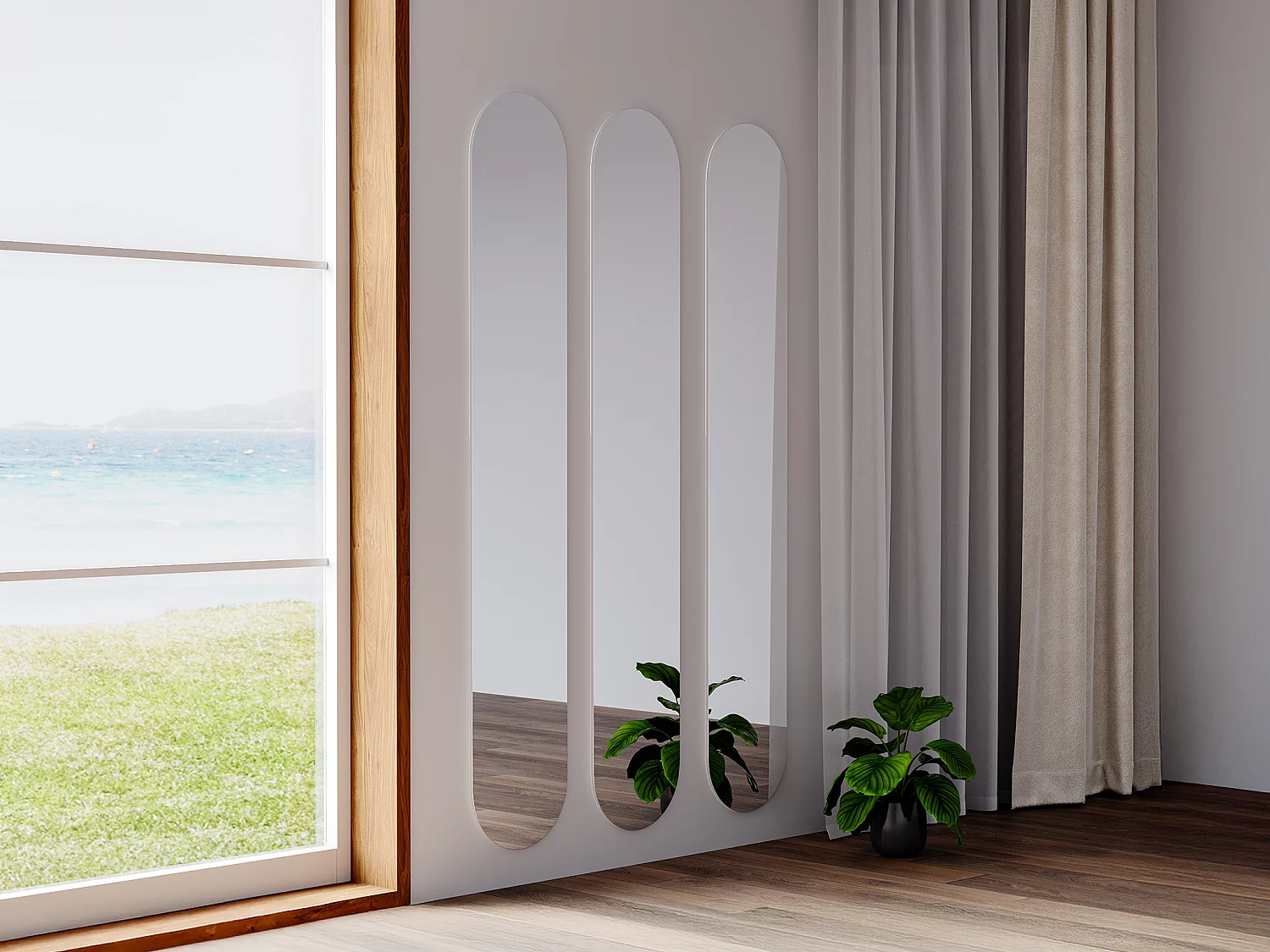 Lot de 3 miroirs muraux ovales - L. 30 x H. 175 cm - KANXI