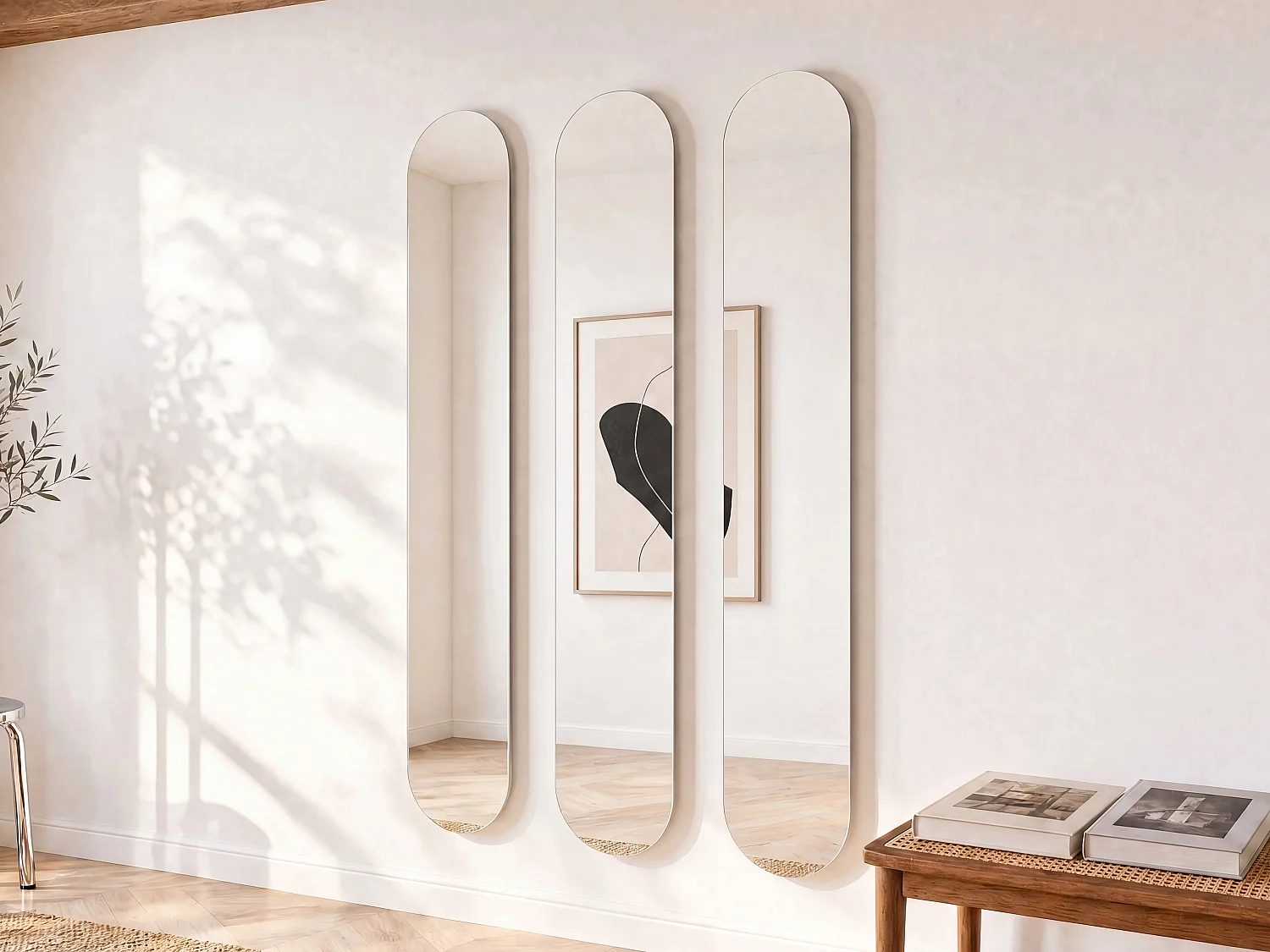 Lot de 3 miroirs muraux ovales - L. 30 x H. 175 cm - KANXI