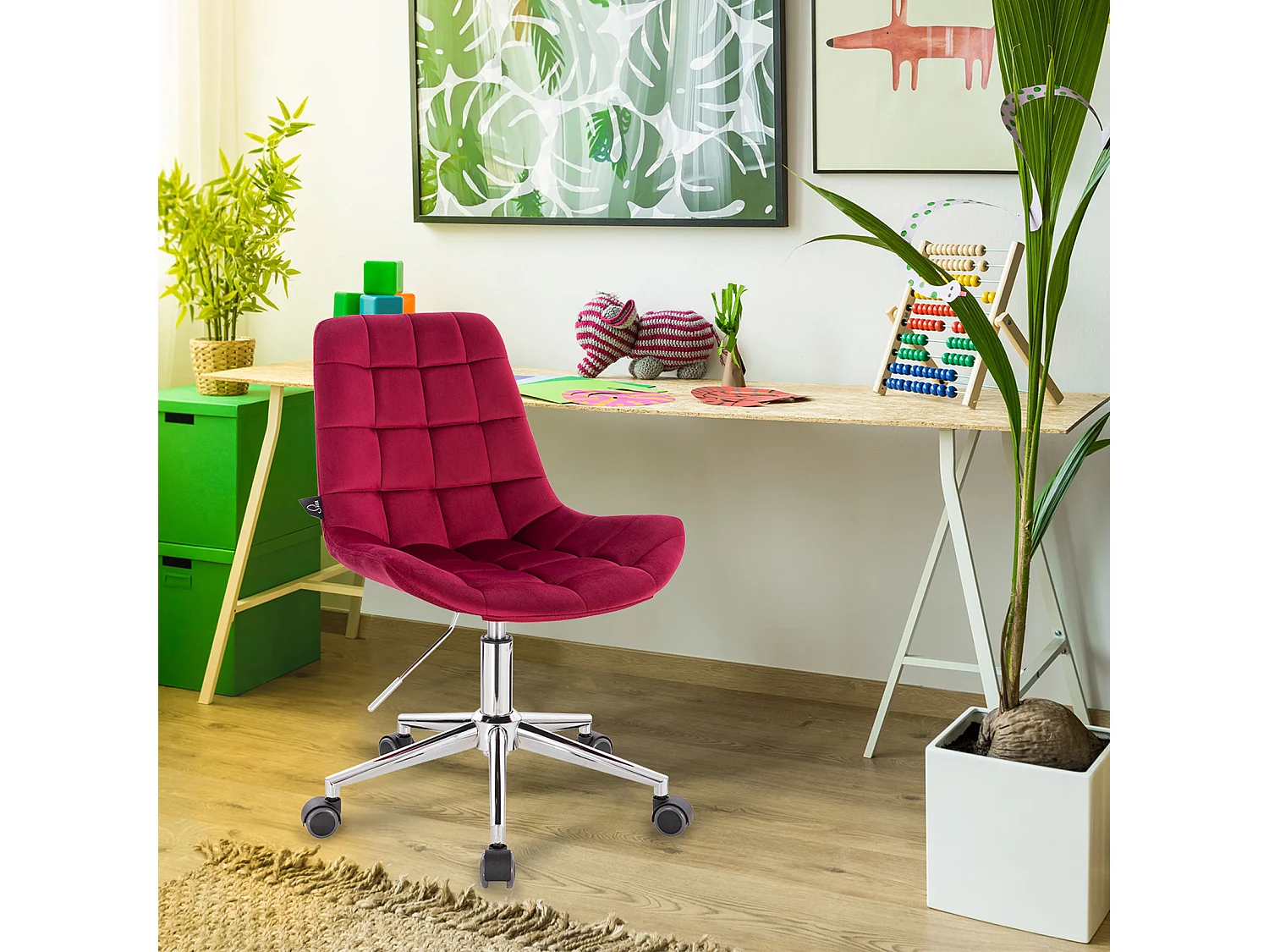 Chaise de bureau MICKY pour enfants réglable en hauteur Vin Rouge