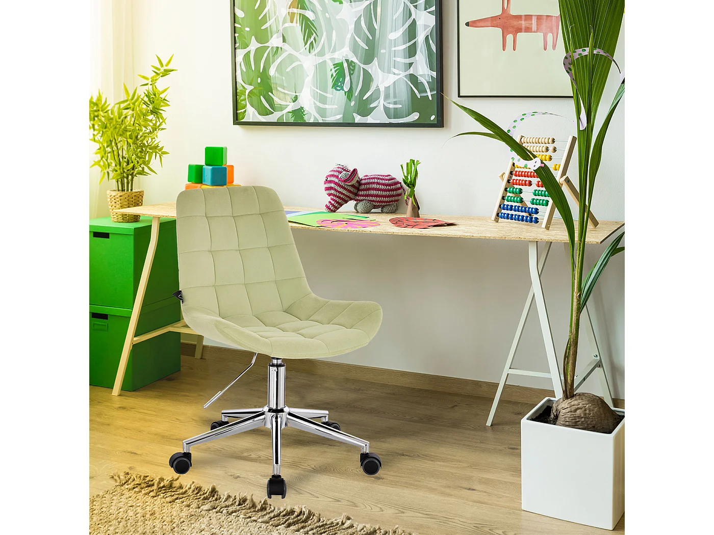 Chaise de bureau MICKY pour enfants réglable en hauteur Vert pastel