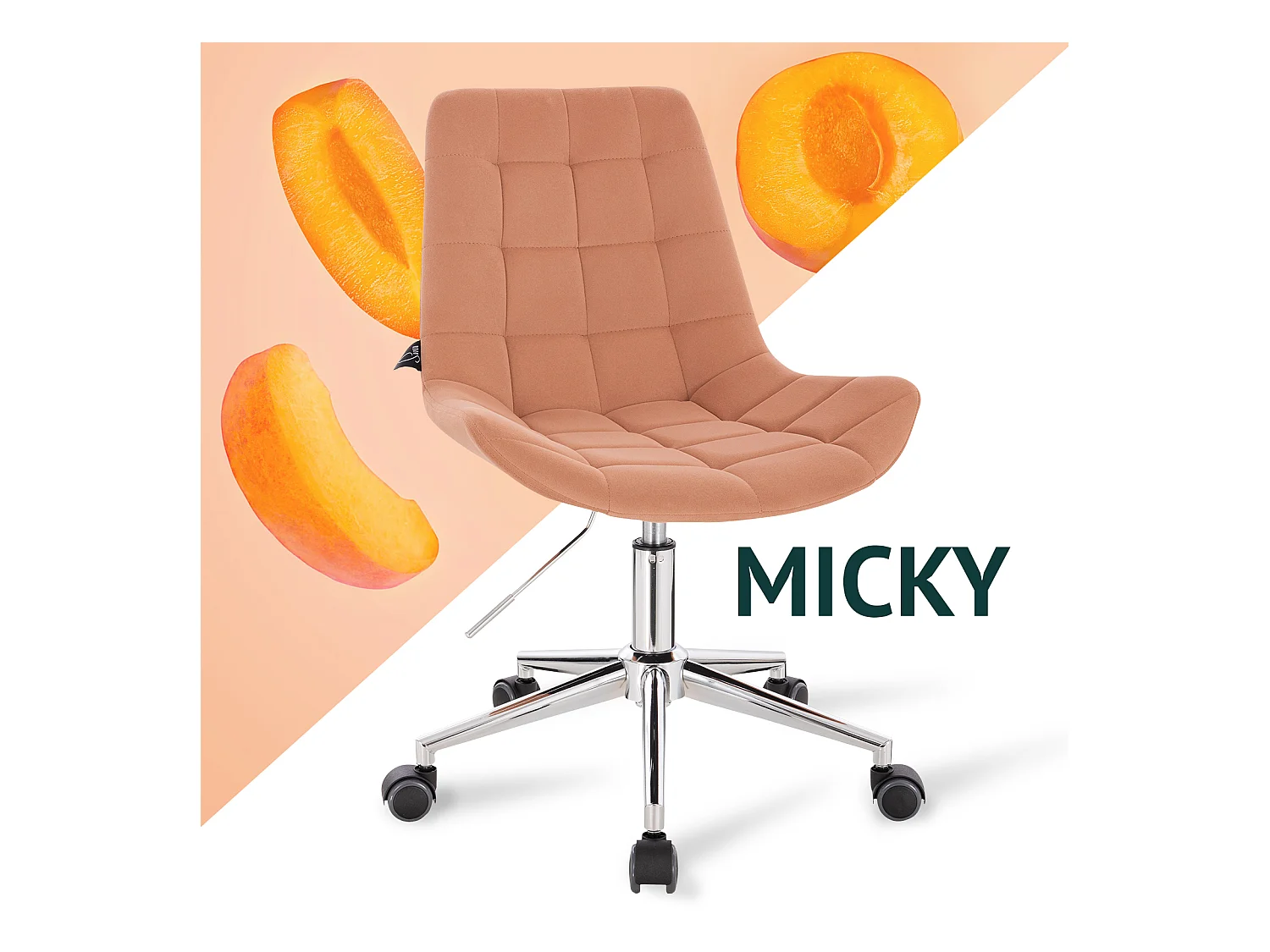 Chaise de bureau MICKY pour enfants réglable en hauteur Orange pastel