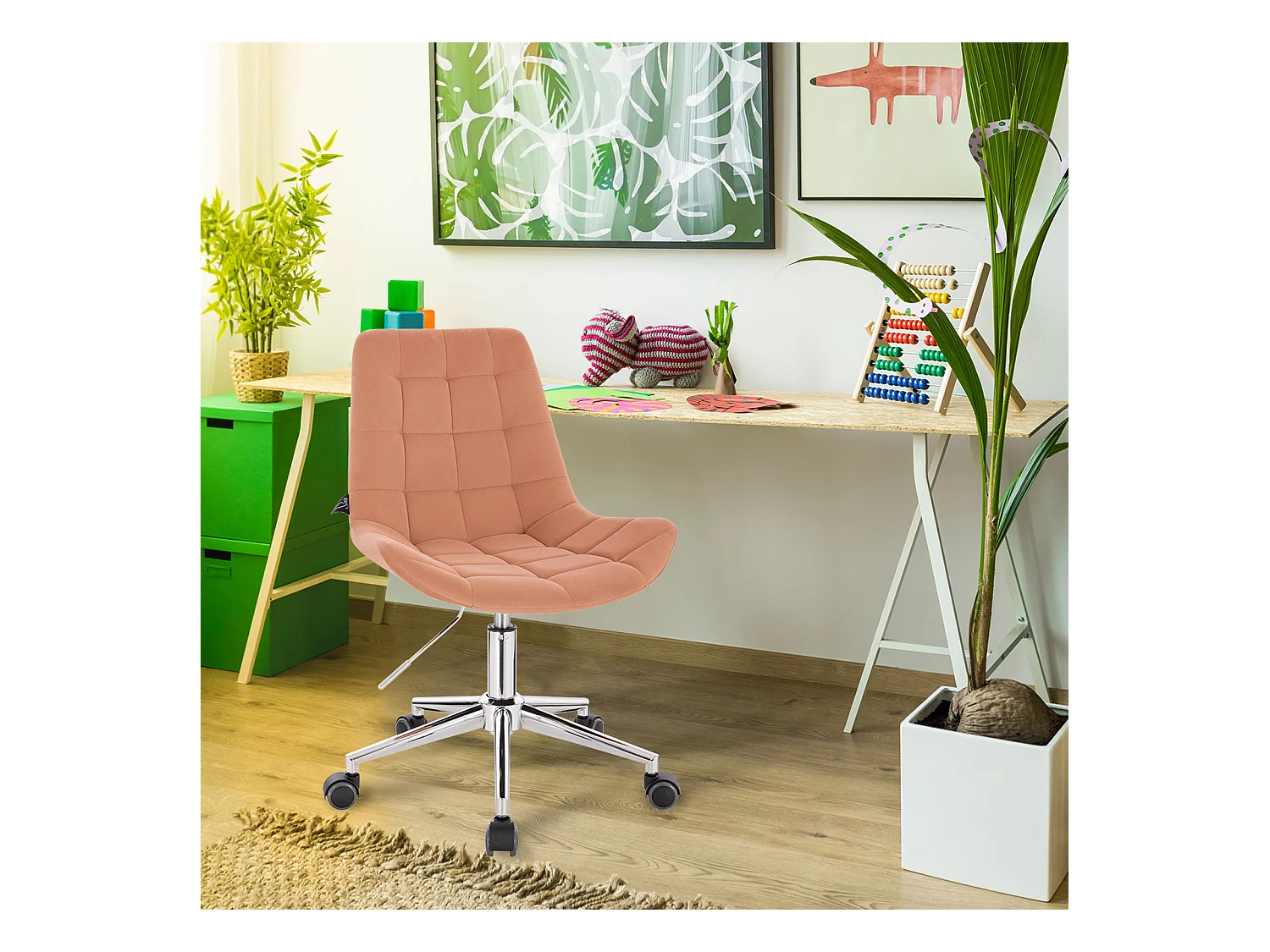 Chaise de bureau MICKY pour enfants réglable en hauteur Orange pastel