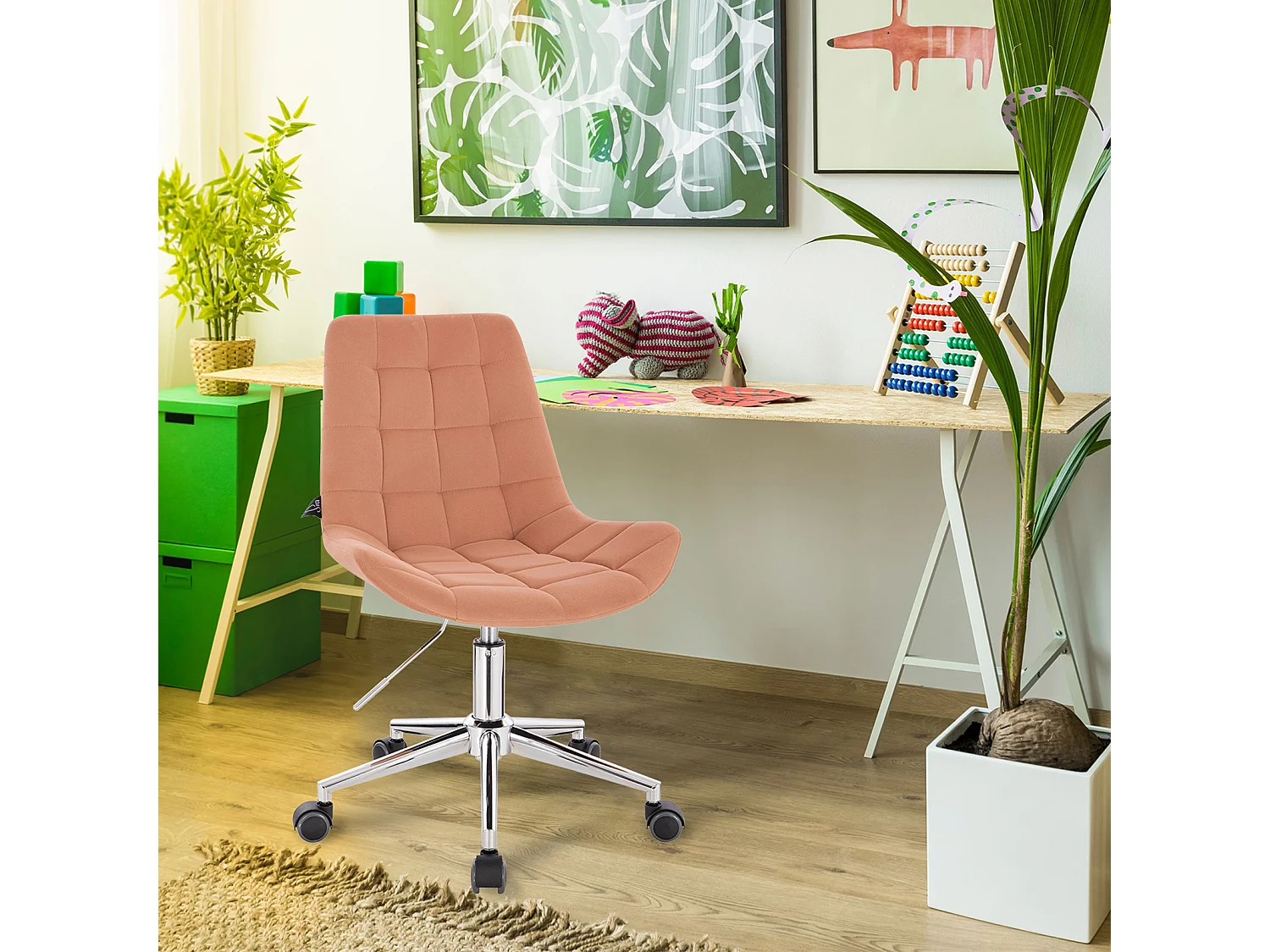 KINDERSCHREIBTISCHSTUHL MICKY Samtbezug Orange