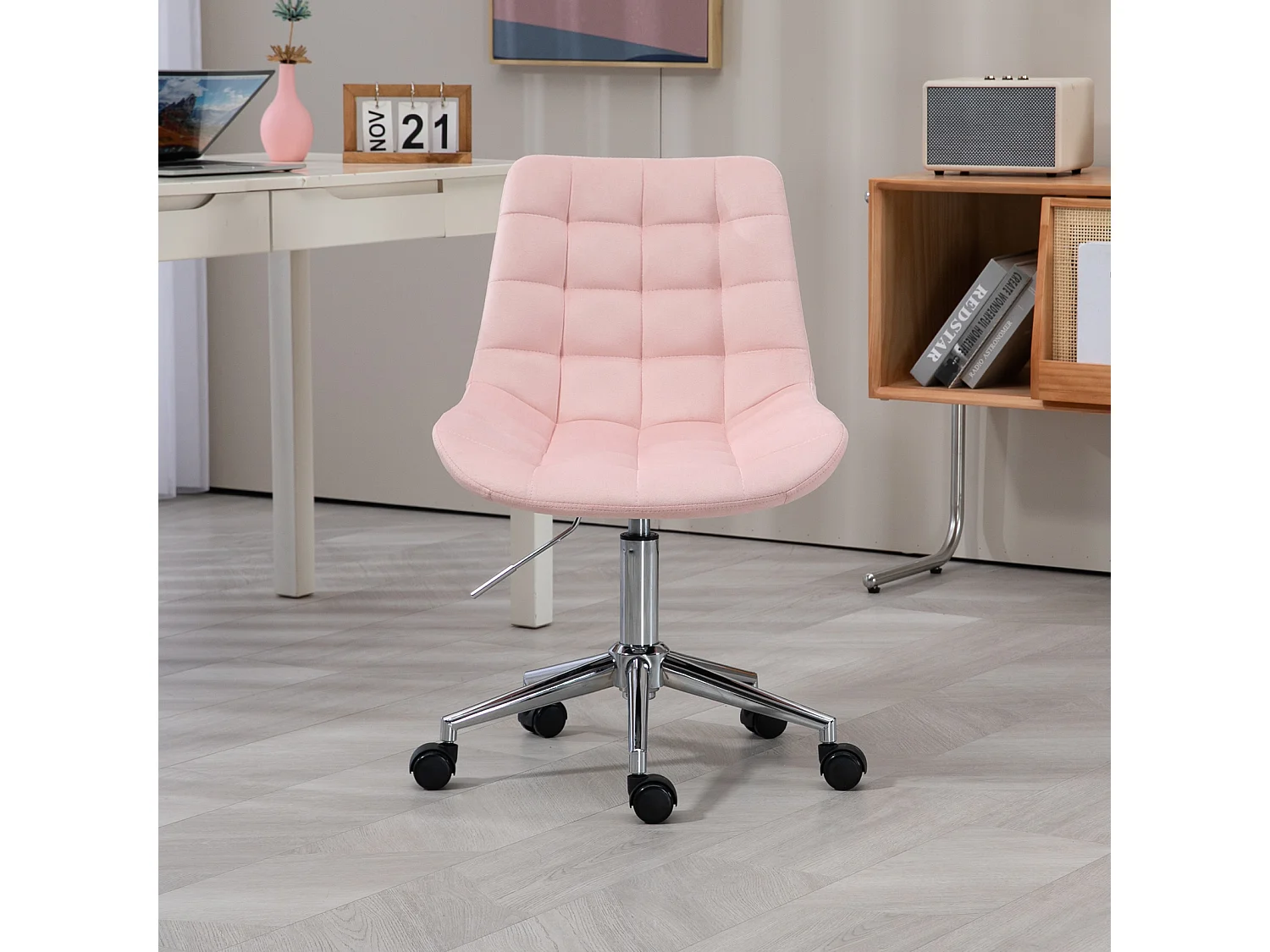 Chaise de bureau SVITA MICKY pour enfants, chaise de bureau réglable en hauteur, chaise pivotante, rose