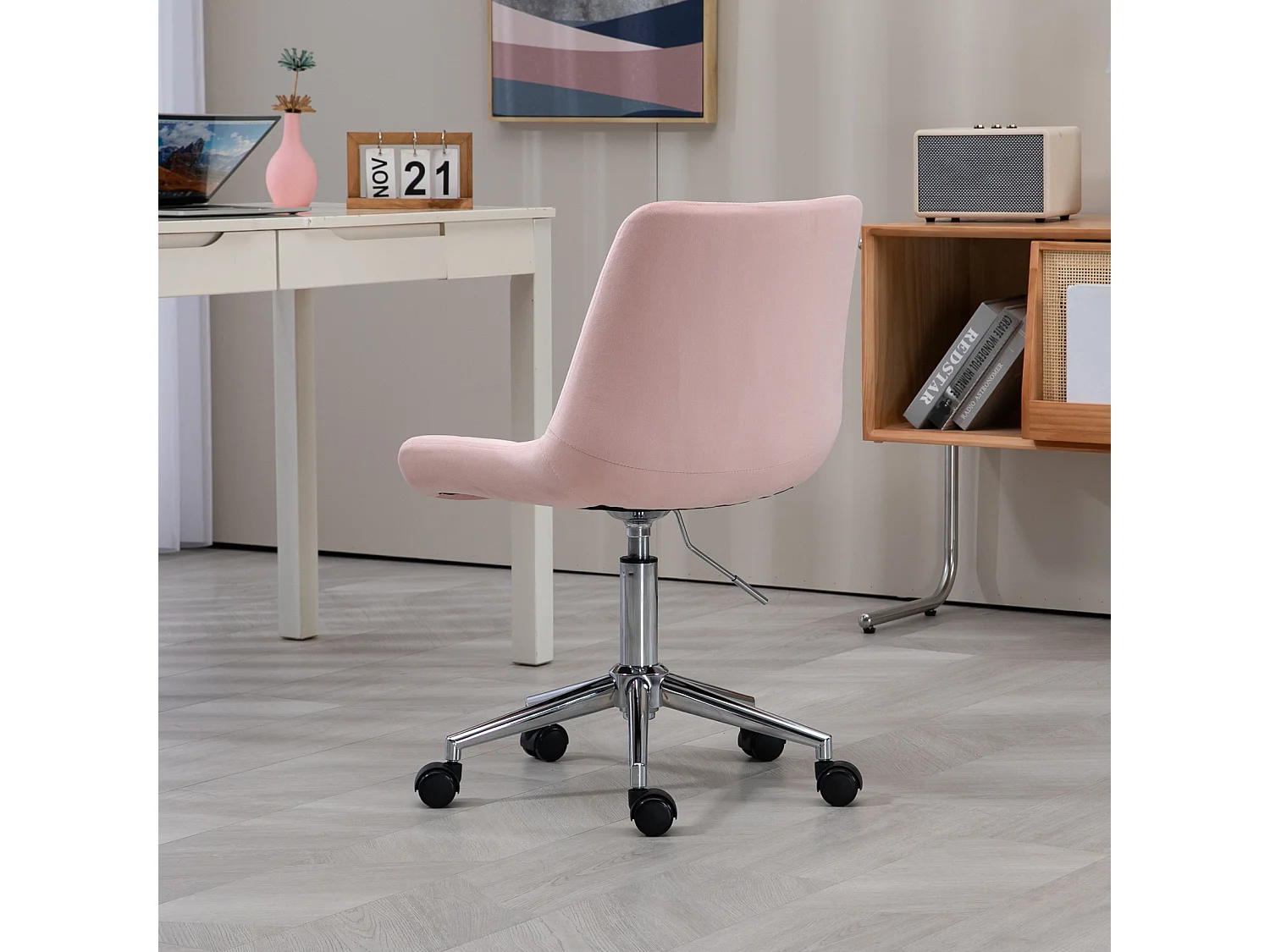 Chaise de bureau SVITA MICKY pour enfants, chaise de bureau réglable en hauteur, chaise pivotante, rose