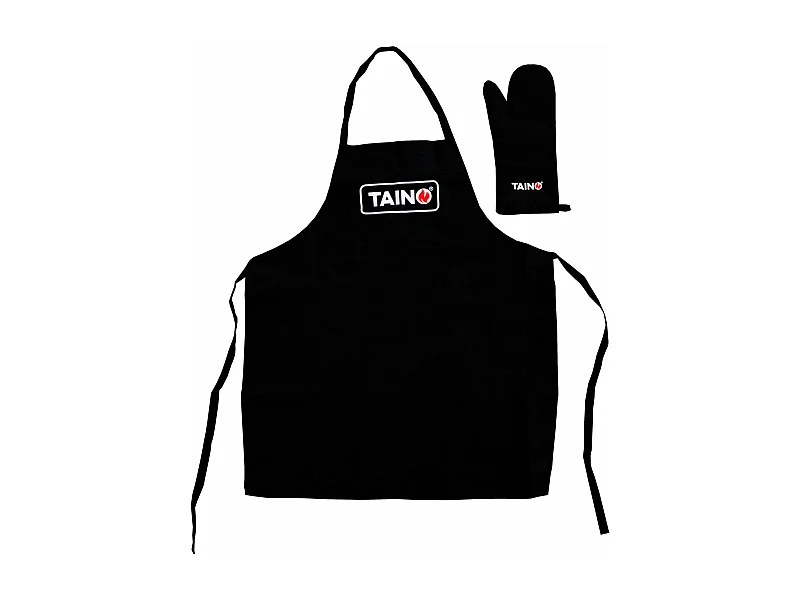 Ensemble de gants et tablier pour barbecue noir