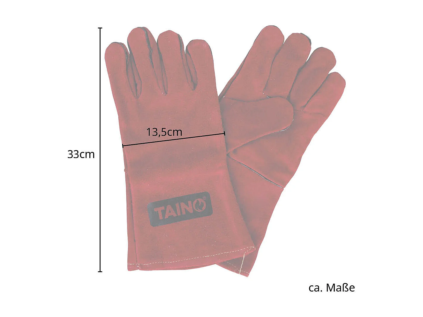 Gants de barbecue en cuir résistant à la chaleur avec doigts taille universelle rouge