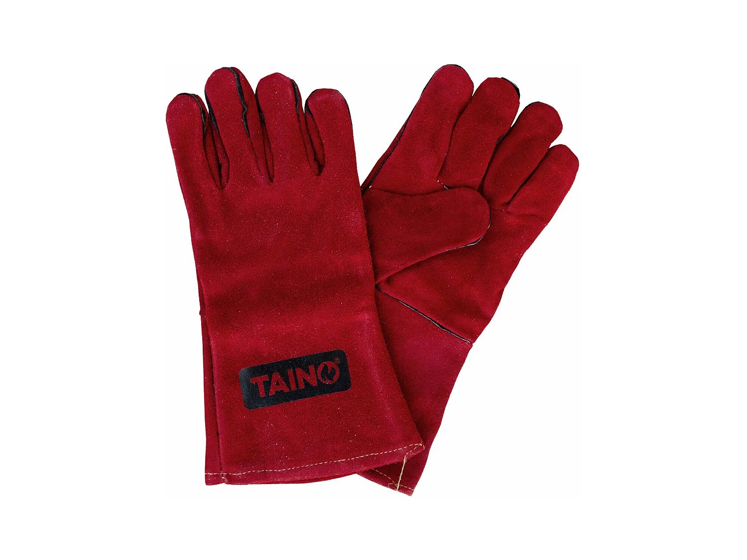 Gants de barbecue en cuir résistant à la chaleur avec doigts taille universelle rouge