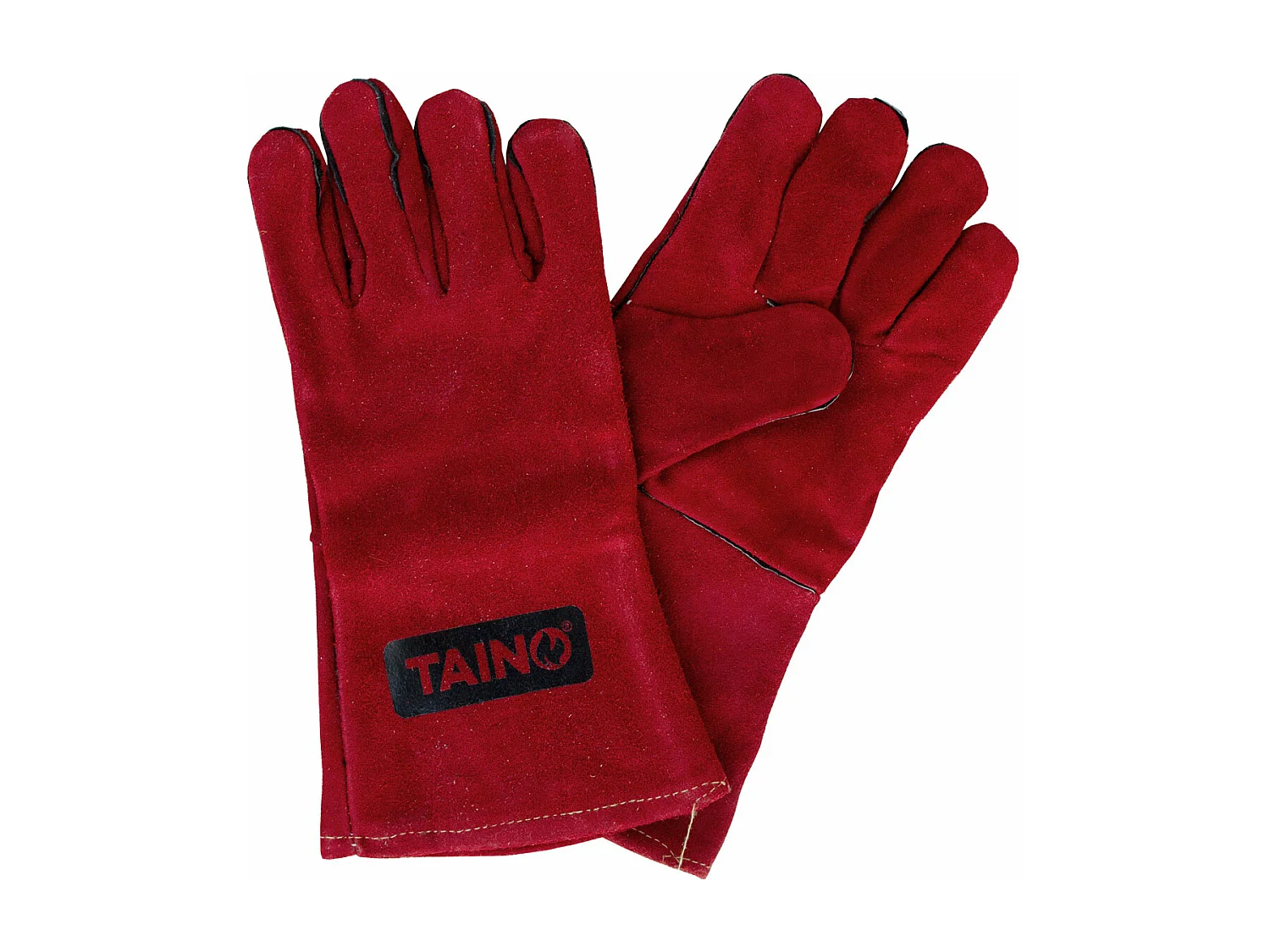 Gants de barbecue en cuir résistant à la chaleur avec doigts taille universelle rouge