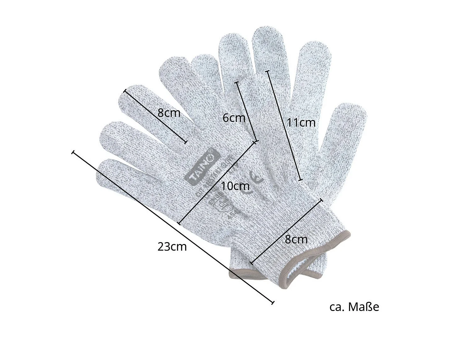 Gants résistants aux coupures Classe 5 EN388 Lot de 2 tailles M et L - Gris