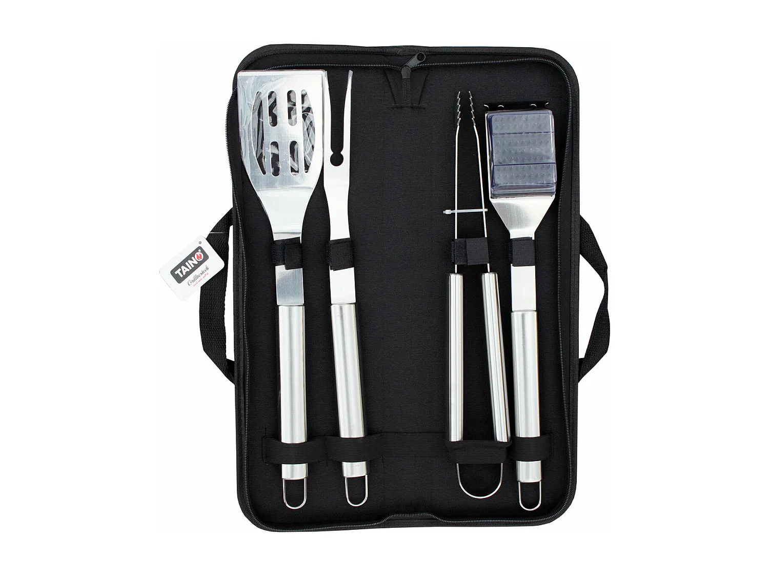 Mallette de Barbecue TAINO 4 pièces en acier inoxydable et silicone
