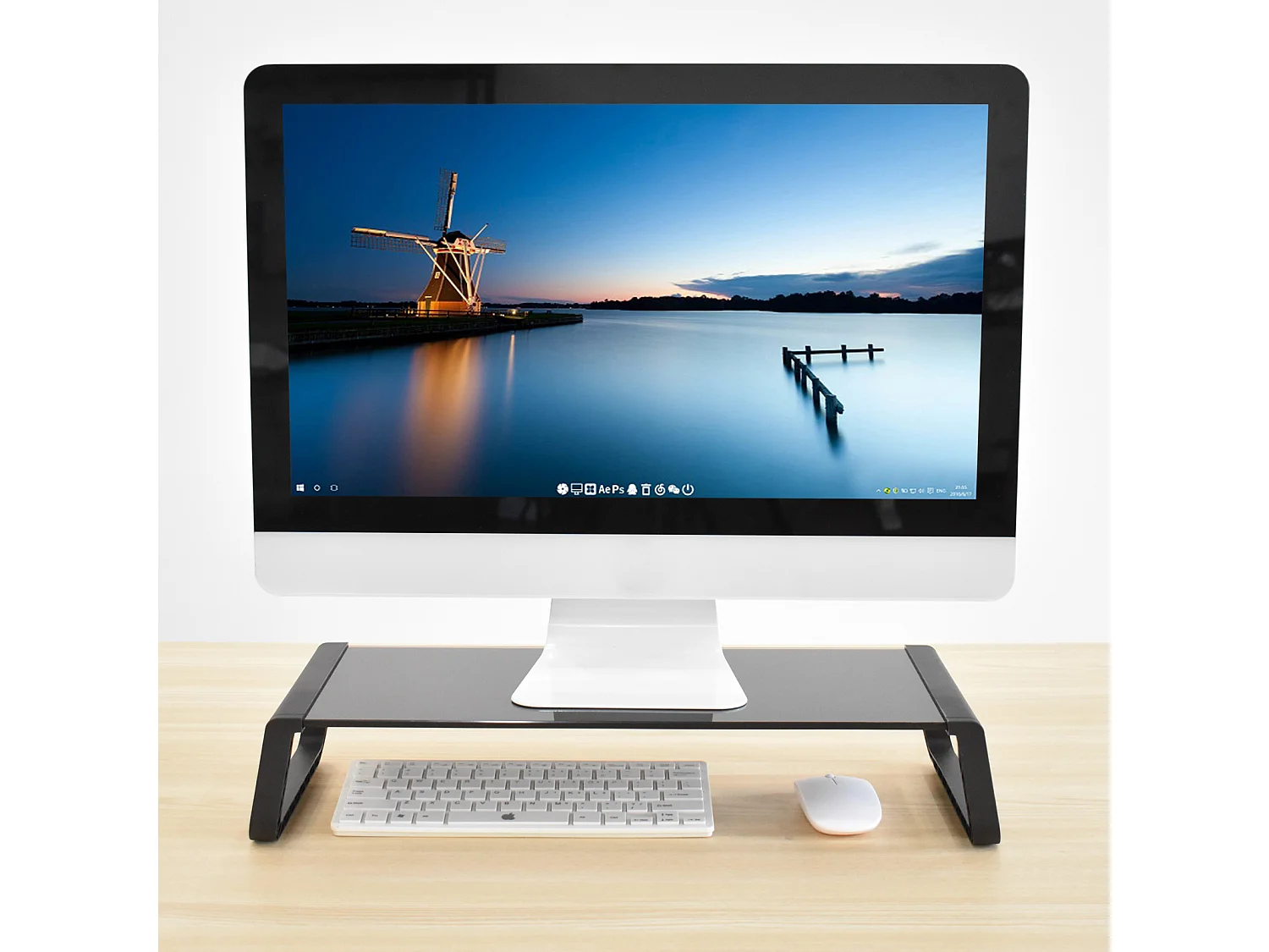 ANSAN Support de Moniteur Moniteur Riser Bureau Table d'Ordinateur Verre Noir