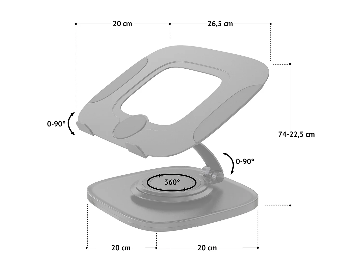 IKSAN support pour ordinateur portable réglable en hauteur et inclinable en aluminium