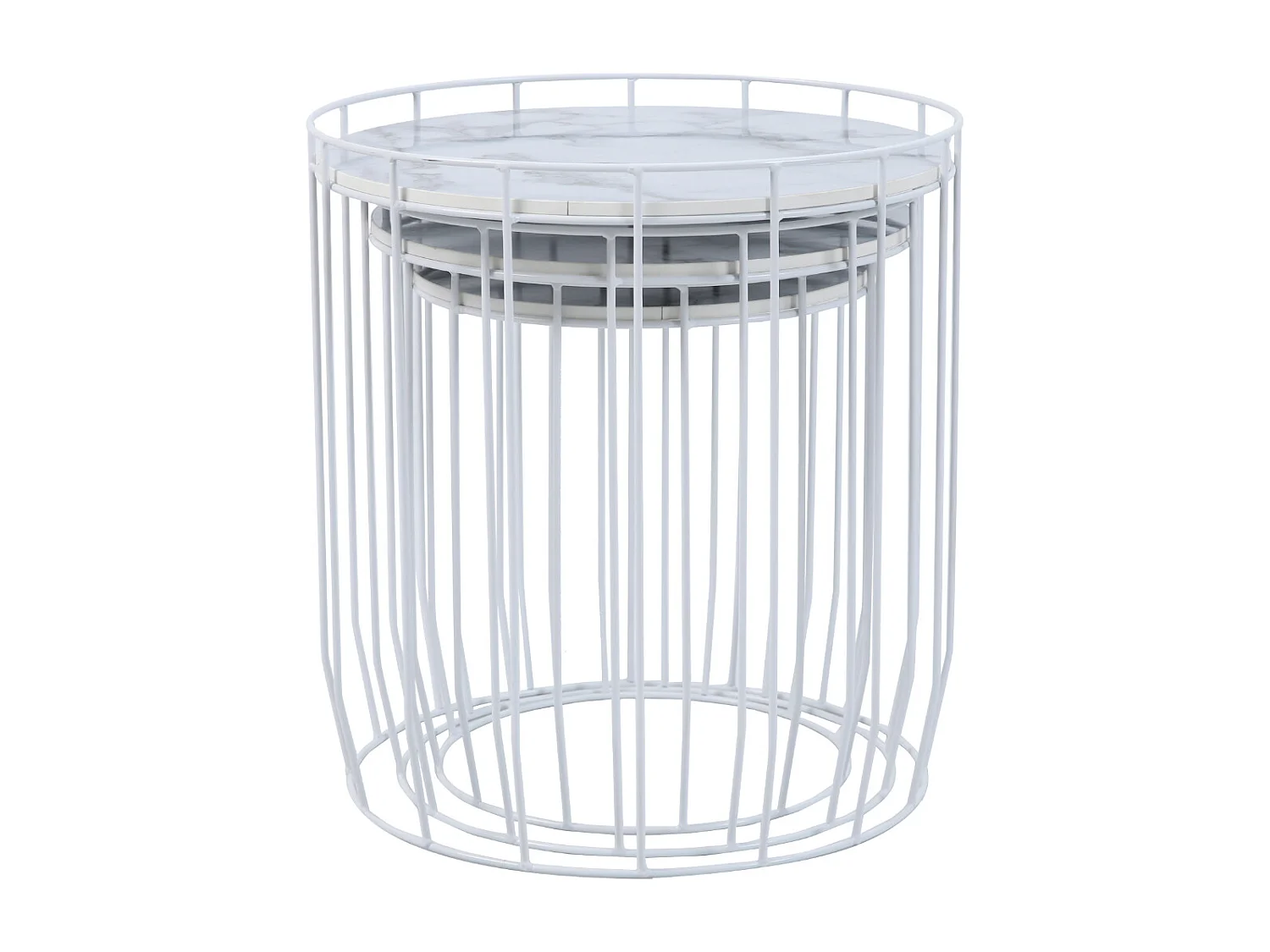 PASI Lot de 3 Tables d'appoint Tables basses Rondes Blanches