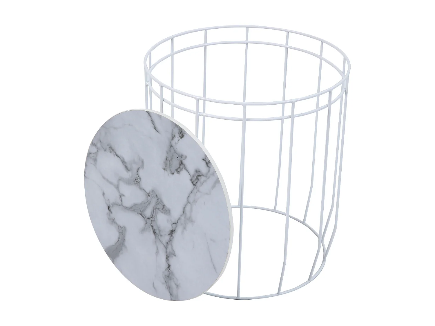 PASI Lot de 3 Tables d'appoint Tables basses Rondes Blanches