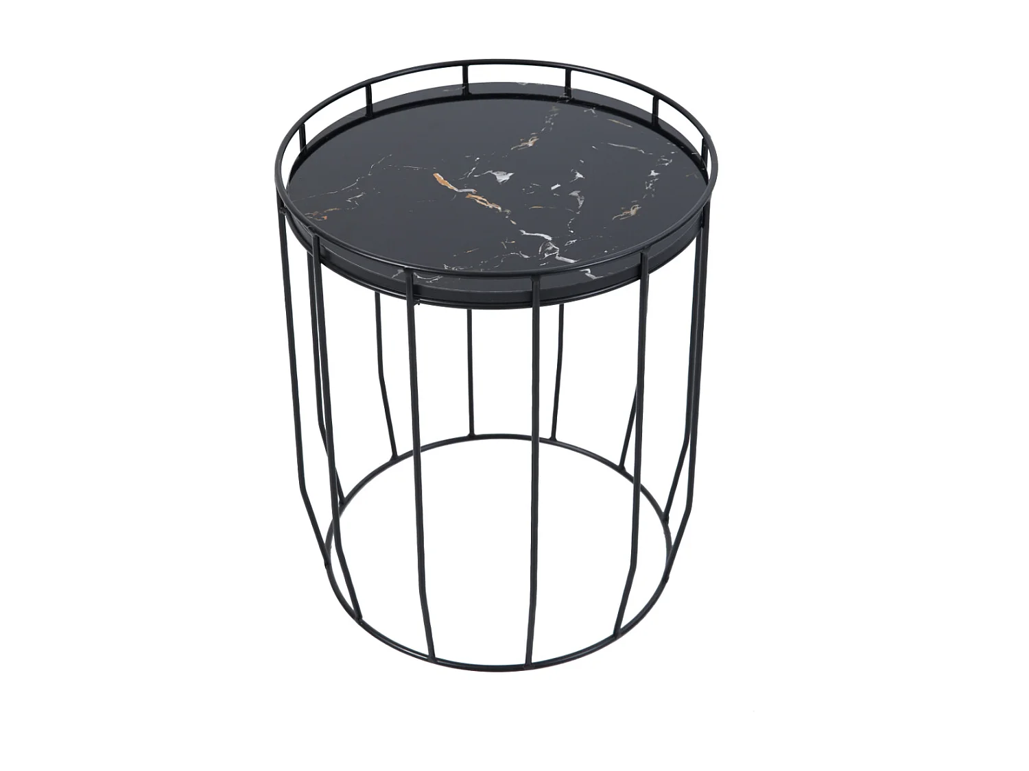 PASI Lot de 3 Tables d'appoint Tables basses Rondes Noires