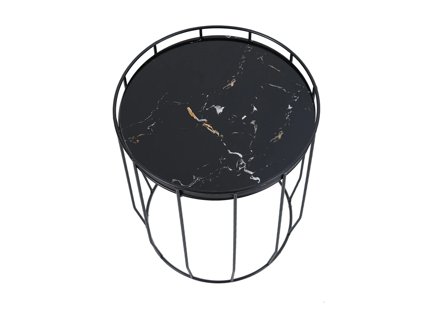 PASI Lot de 3 Tables d'appoint Tables basses Rondes Noires