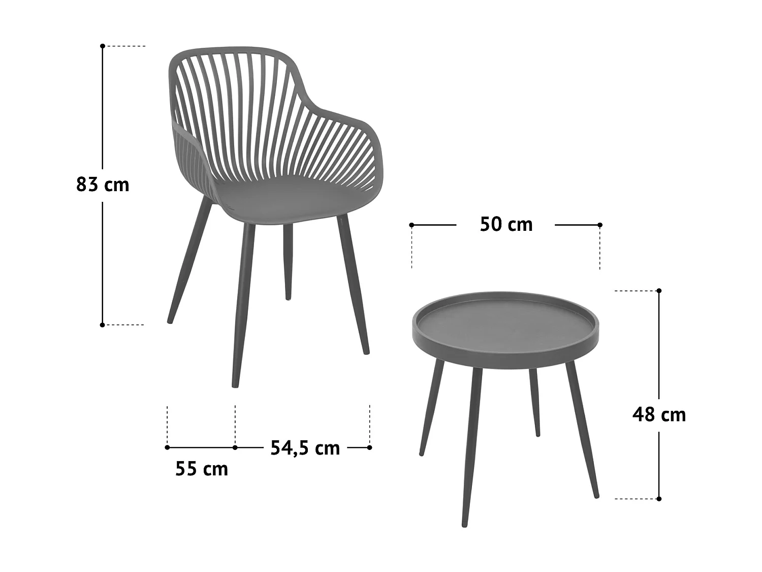 SVITA PHILLY groupe de sièges ensemble de meubles de balcon 3 pièces blanc/aspect bois